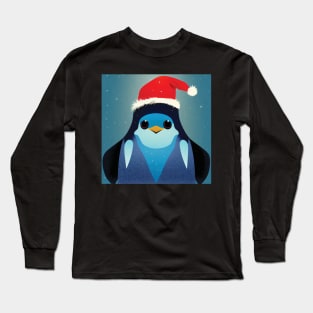 Penguin in Santa Hat Long Sleeve T-Shirt